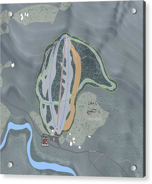 Lake City Ski Trail Map - Acrylic Print - Powderaddicts
