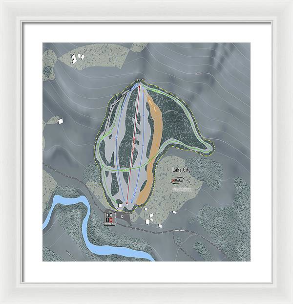 Lake City Ski Trail Map - Framed Print - Powderaddicts