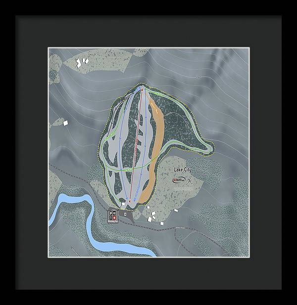 Lake City Ski Trail Map - Framed Print - Powderaddicts
