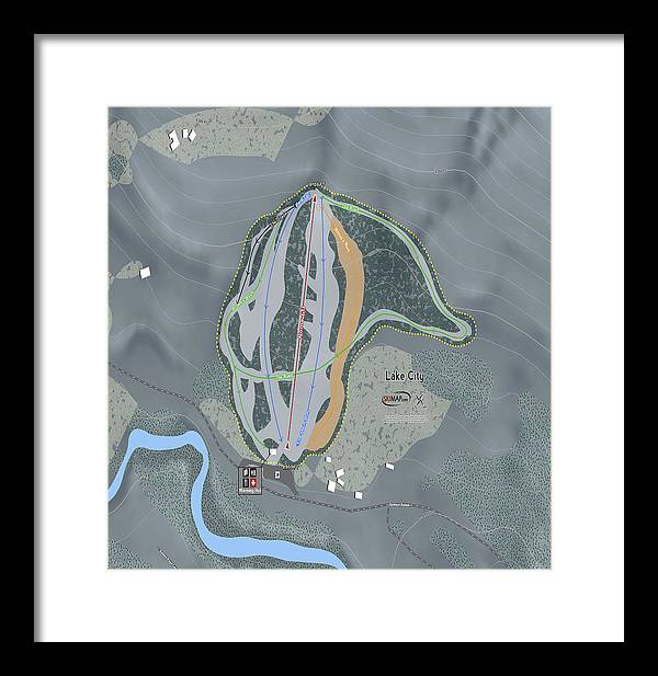 Lake City Ski Trail Map - Framed Print - Powderaddicts