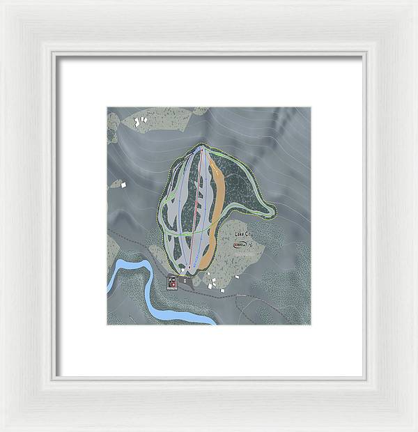 Lake City Ski Trail Map - Framed Print - Powderaddicts