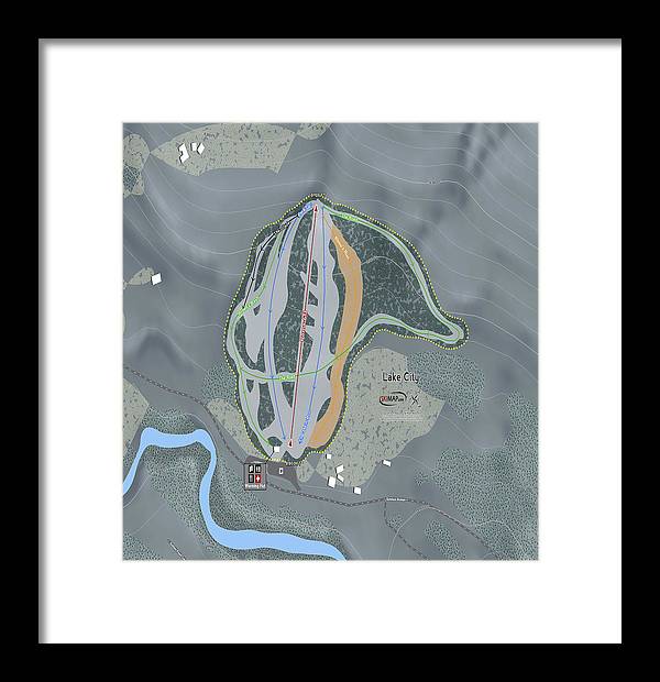 Lake City Ski Trail Map - Framed Print - Powderaddicts