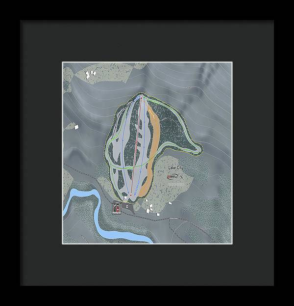 Lake City Ski Trail Map - Framed Print - Powderaddicts