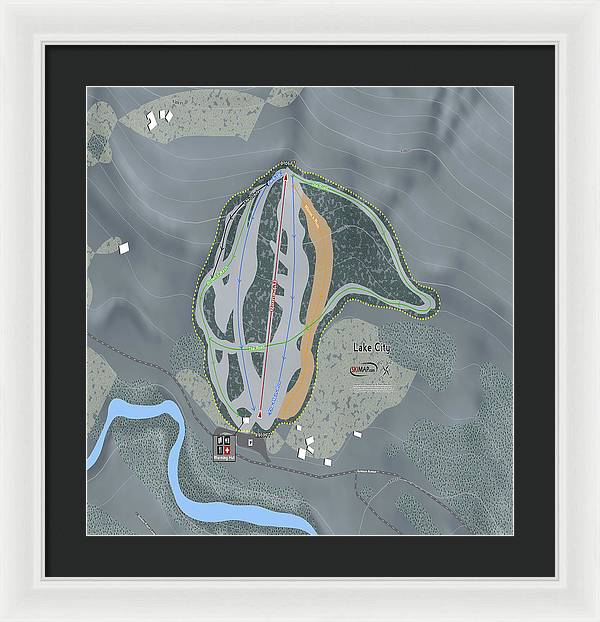 Lake City Ski Trail Map - Framed Print - Powderaddicts