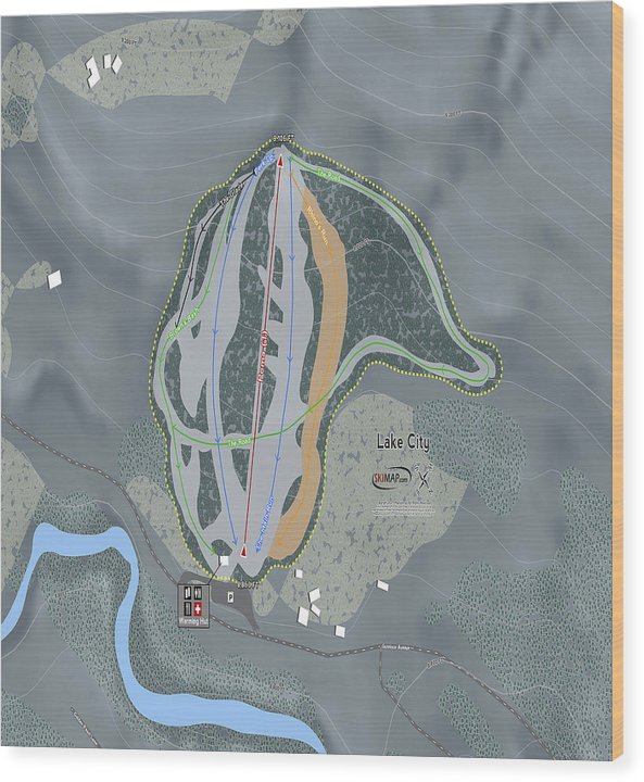Lake City Ski Trail Map - Wood Print - Powderaddicts