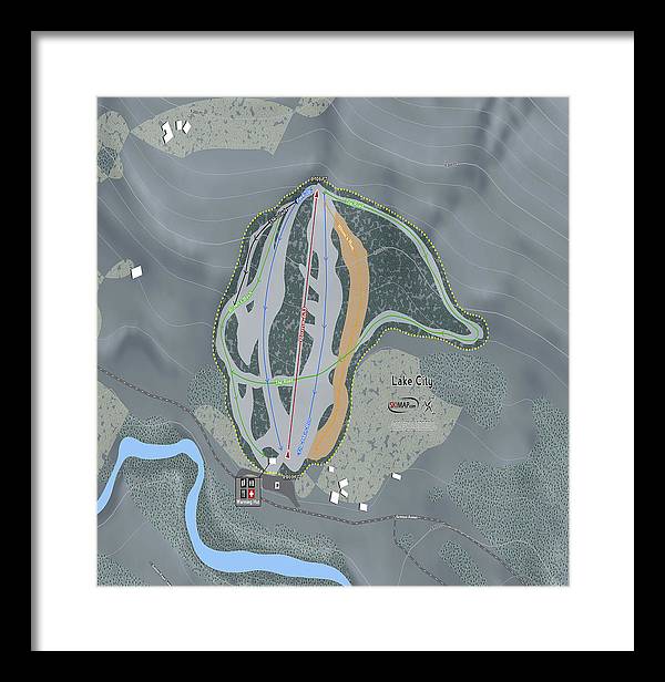 Lake City Ski Trail Map - Framed Print - Powderaddicts