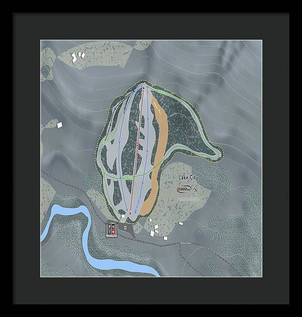 Lake City Ski Trail Map - Framed Print - Powderaddicts