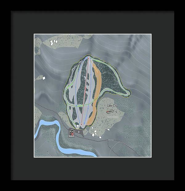 Lake City Ski Trail Map - Framed Print - Powderaddicts