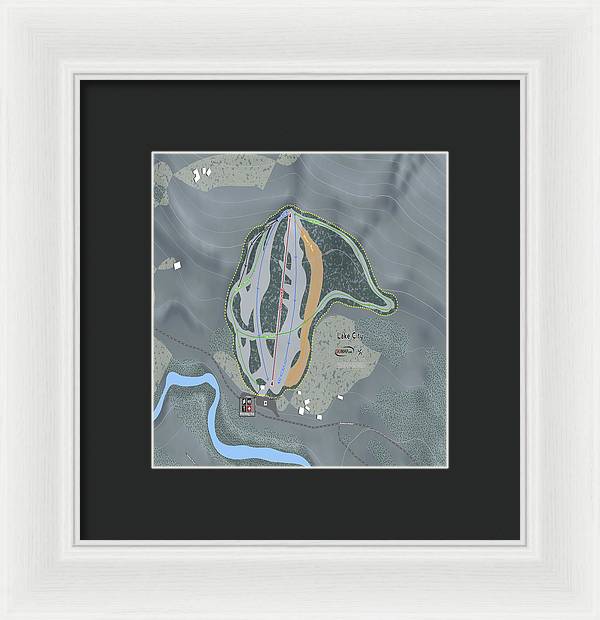 Lake City Ski Trail Map - Framed Print - Powderaddicts