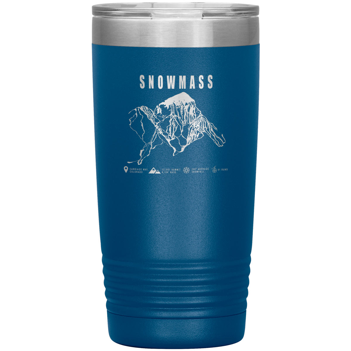 Snowmass Colorado Ski Trail Map 20oz Tumbler - Powderaddicts