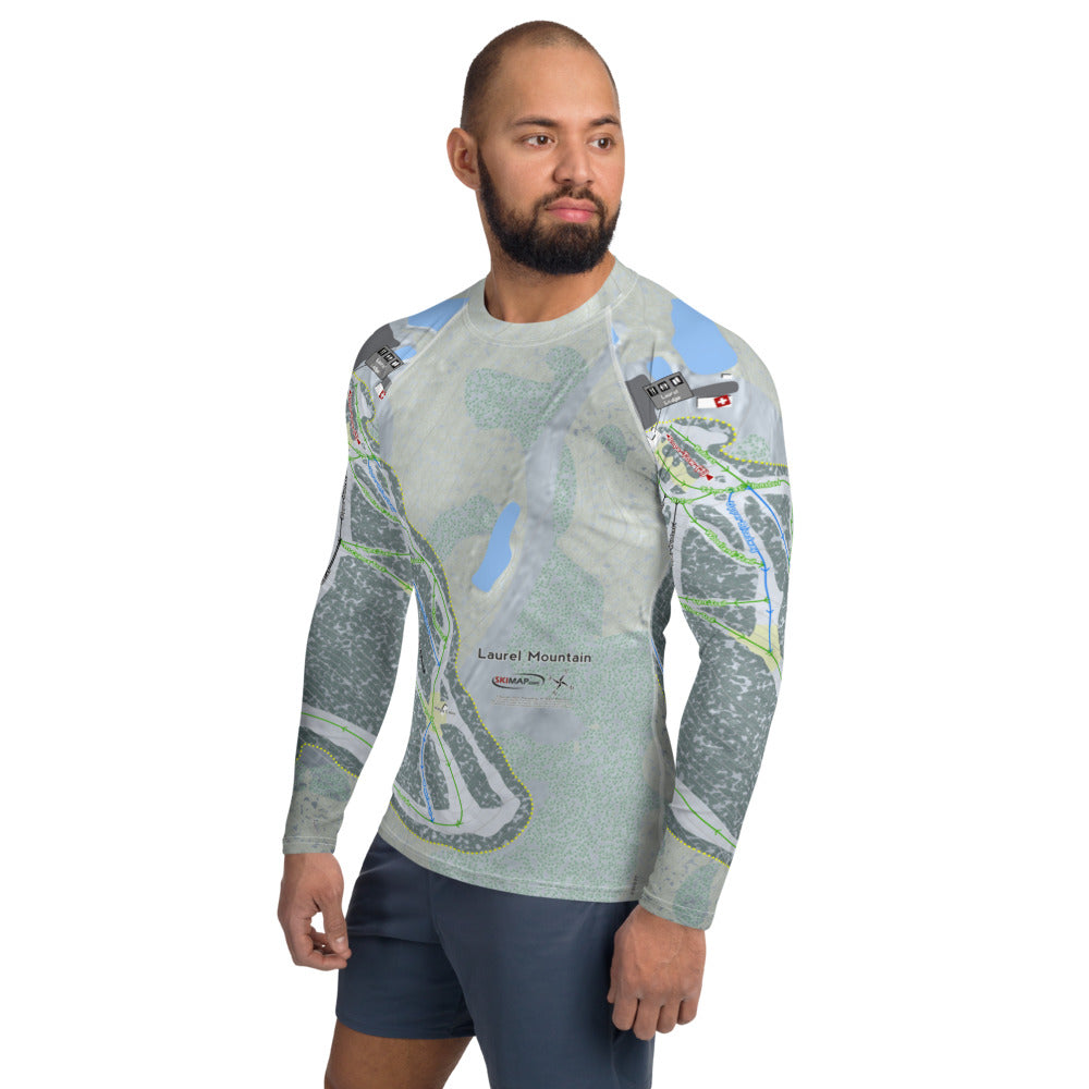 Laurel Mountain, Pennsylvania Ski Trail Map Men's Base Layer Top - Powderaddicts