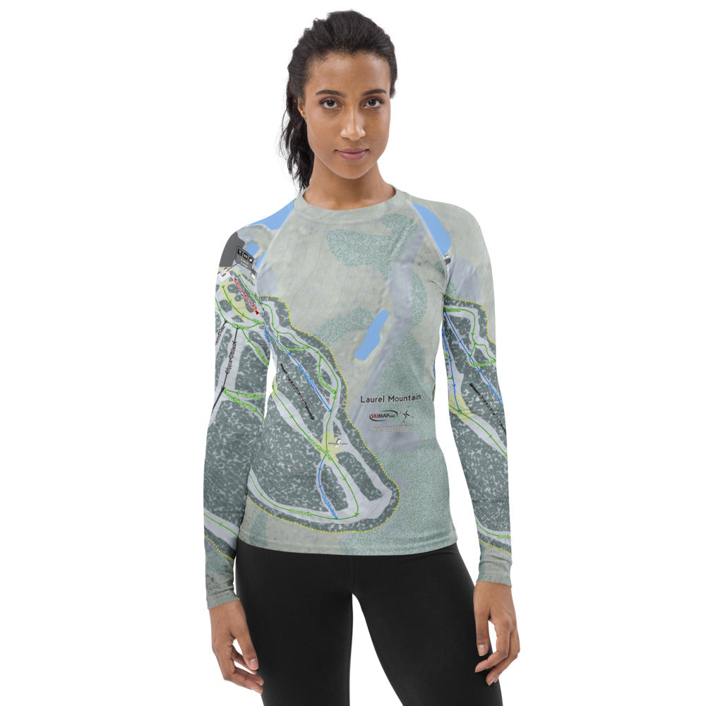 Laurel Mountain, Pennsylvania Ski Trail Map Women's Base Layer Top