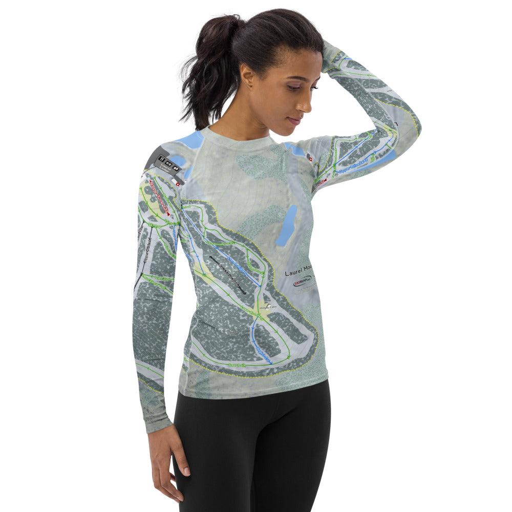 Laurel Mountain, Pennsylvania Ski Trail Map Women&#39;s Base Layer Top - Powderaddicts
