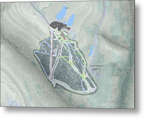 Laurel Mountain Ski Trail Map - Metal Print - Powderaddicts