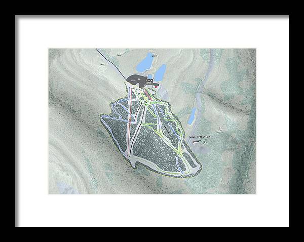 Laurel Mountain Ski Trail Map - Framed Print - Powderaddicts