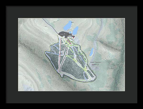 Laurel Mountain Ski Trail Map - Framed Print - Powderaddicts