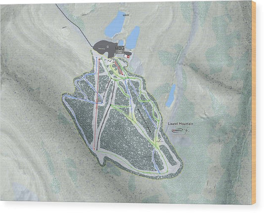 Laurel Mountain Ski Trail Map - Wood Print - Powderaddicts