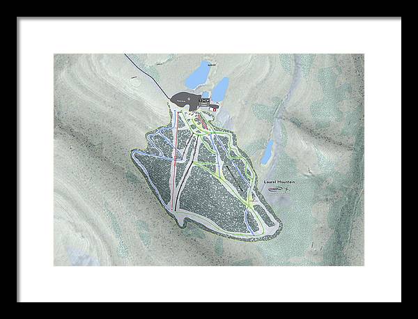 Laurel Mountain Ski Trail Map - Framed Print - Powderaddicts