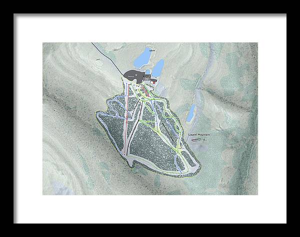 Laurel Mountain Ski Trail Map - Framed Print - Powderaddicts