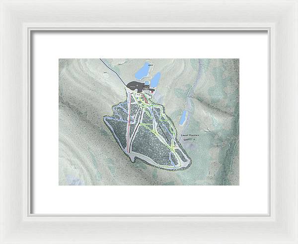 Laurel Mountain Ski Trail Map - Framed Print - Powderaddicts