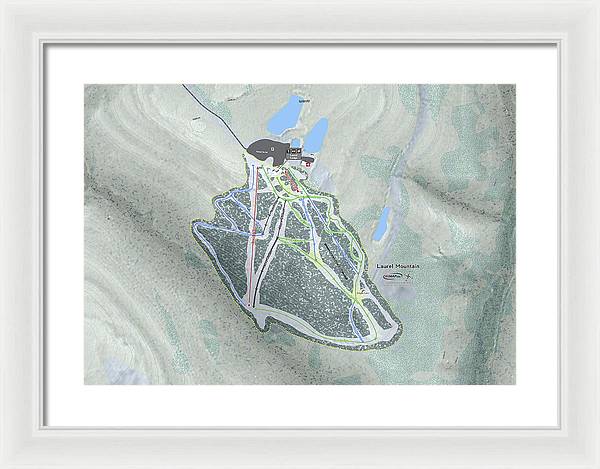 Laurel Mountain Ski Trail Map - Framed Print - Powderaddicts