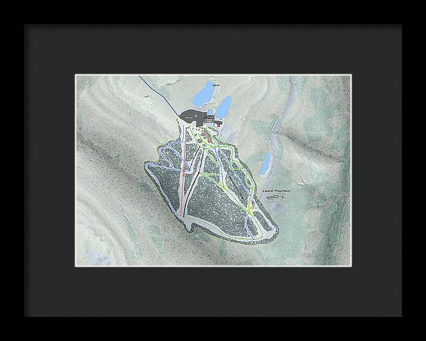 Laurel Mountain Ski Trail Map - Framed Print - Powderaddicts