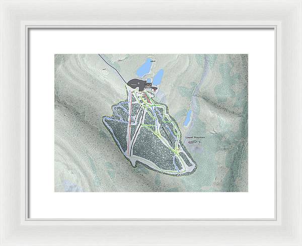 Laurel Mountain Ski Trail Map - Framed Print - Powderaddicts