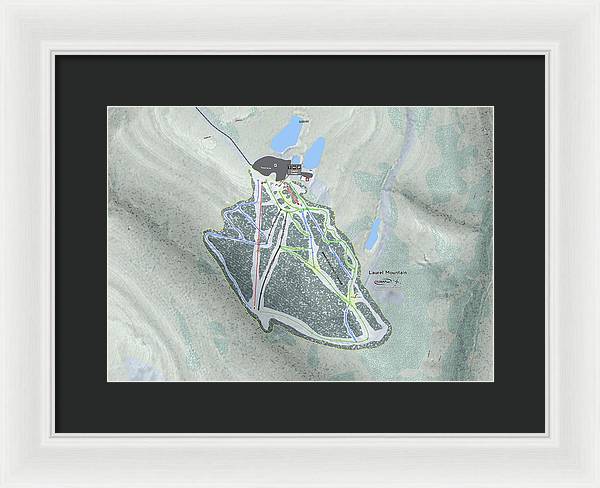 Laurel Mountain Ski Trail Map - Framed Print - Powderaddicts
