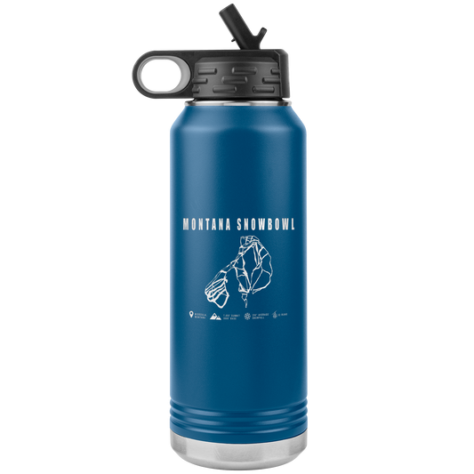 Montana Snowbowl, Montana Ski Trail Map 32oz Water Bottle Tumbler - Powderaddicts