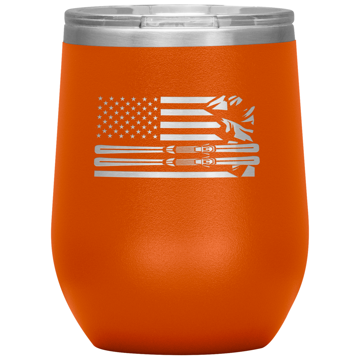 USA Ski Flag 12oz Wine Tumbler - Powderaddicts