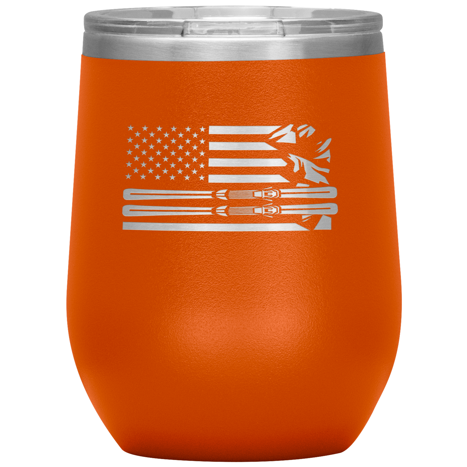 USA Ski Flag 12oz Wine Tumbler - Powderaddicts