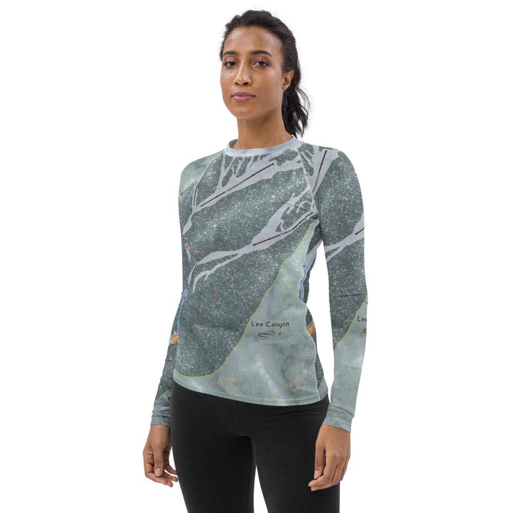 Lee Canyon, Nevada Ski Trail Map Women's Base Layer Top - Powderaddicts