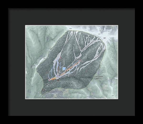 Lee Canyon Ski Trail Map - Framed Print - Powderaddicts