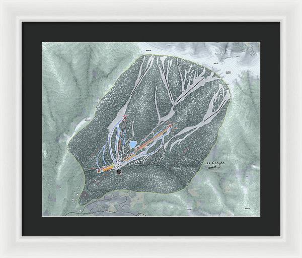 Lee Canyon Ski Trail Map - Framed Print - Powderaddicts