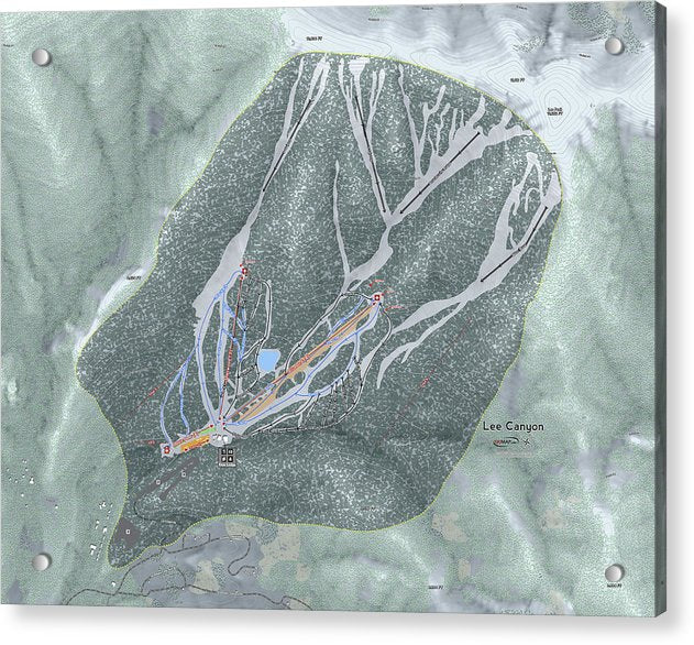 Lee Canyon Ski Trail Map - Acrylic Print - Powderaddicts