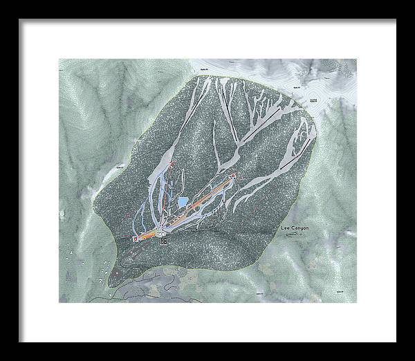 Lee Canyon Ski Trail Map - Framed Print - Powderaddicts