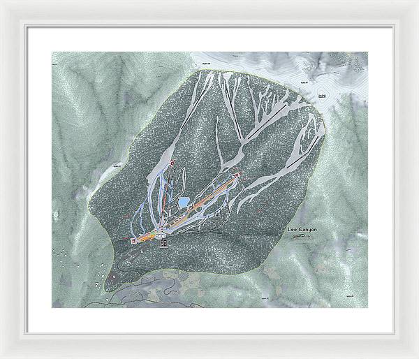 Lee Canyon Ski Trail Map - Framed Print - Powderaddicts
