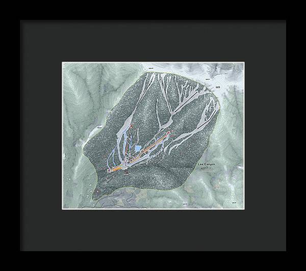 Lee Canyon Ski Trail Map - Framed Print - Powderaddicts