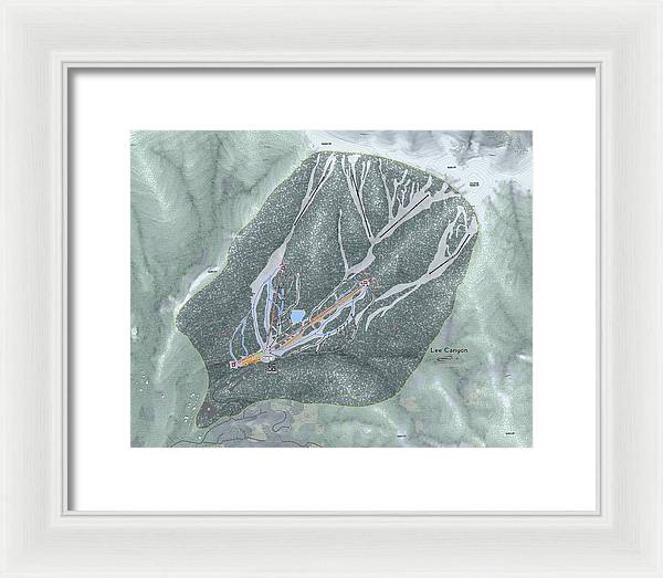 Lee Canyon Ski Trail Map - Framed Print - Powderaddicts