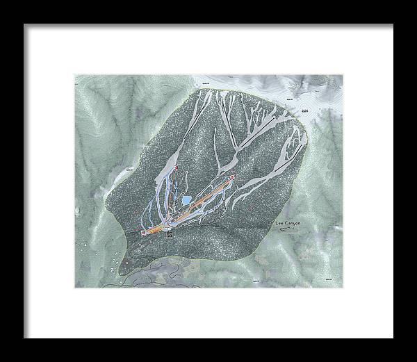 Lee Canyon Ski Trail Map - Framed Print - Powderaddicts
