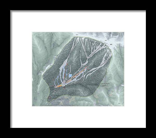 Lee Canyon Ski Trail Map - Framed Print - Powderaddicts