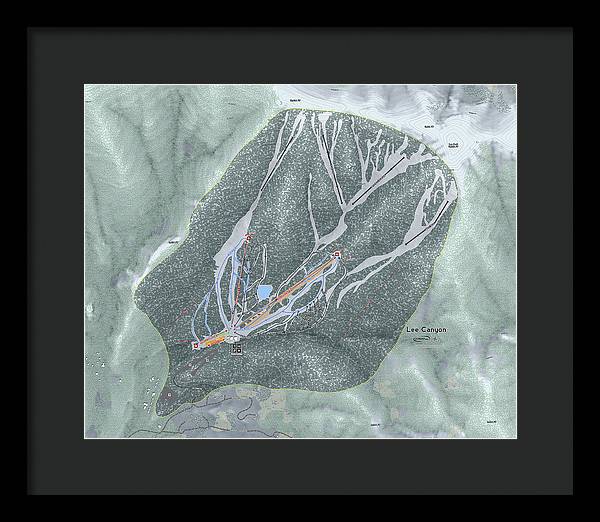Lee Canyon Ski Trail Map - Framed Print - Powderaddicts