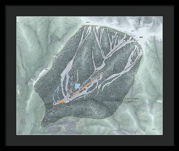 Lee Canyon Ski Trail Map - Framed Print - Powderaddicts