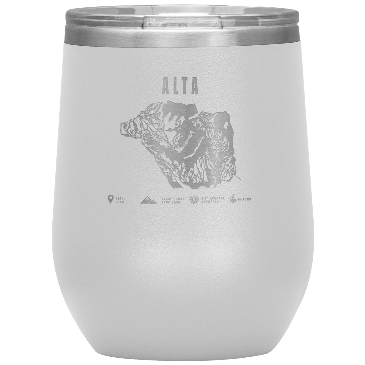 Alta,Utah Ski Trail Map Wine 12oz Tumbler - Powderaddicts