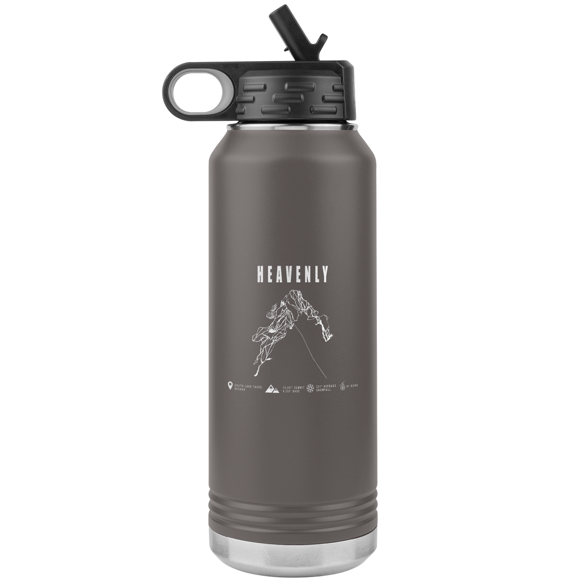 Heavenly, Nevada Ski Trail Map 32oz Water Bottle Tumbler - Powderaddicts