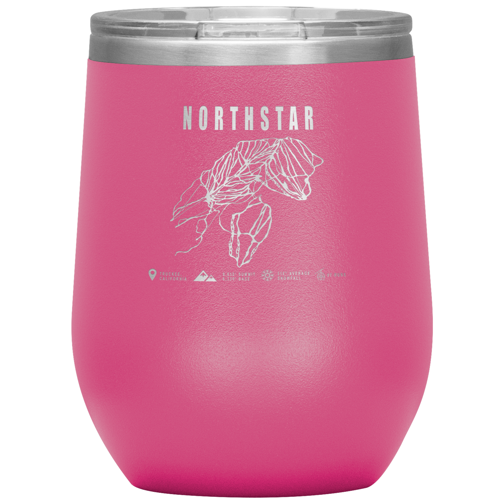 Northstar, California Ski Trail Map Wine 12oz Tumbler - Powderaddicts