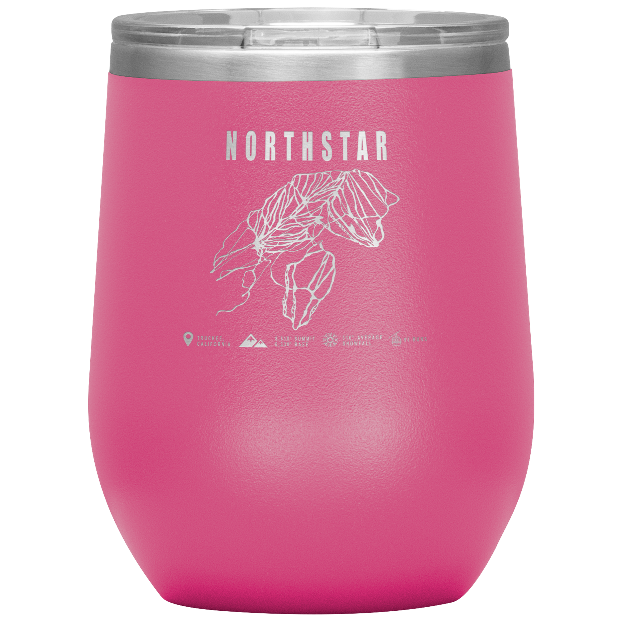 Northstar, California Ski Trail Map Wine 12oz Tumbler - Powderaddicts