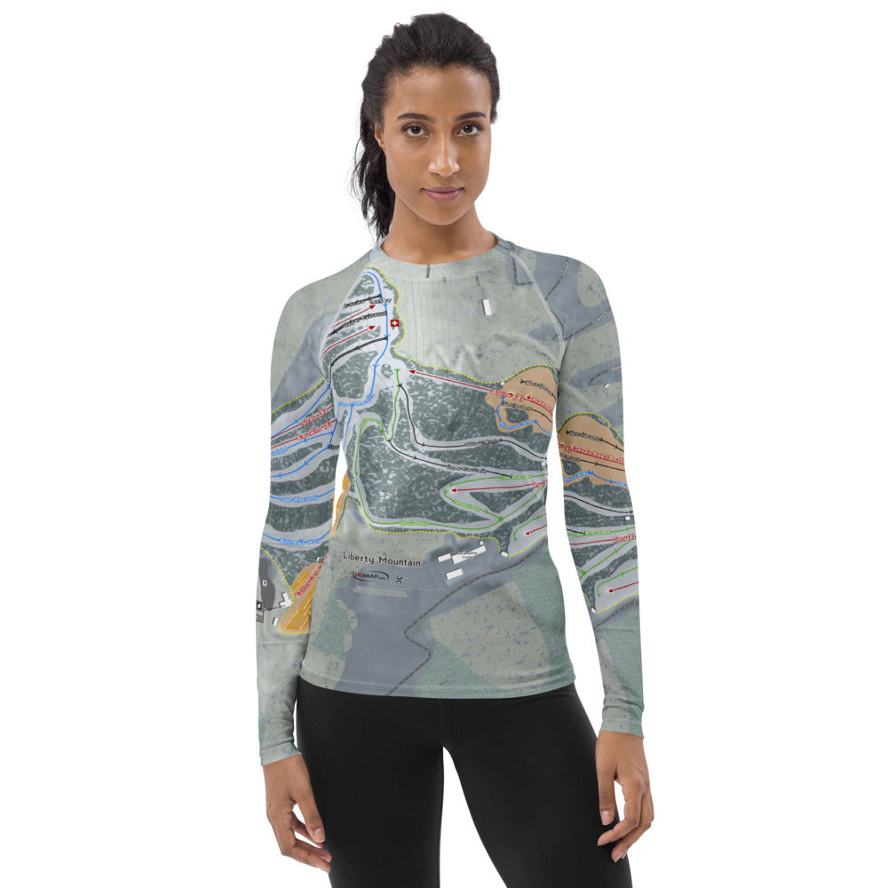 Liberty Mountain, Pennsylvania Ski Trail Map Women&#39;s Base Layer Top - Powderaddicts