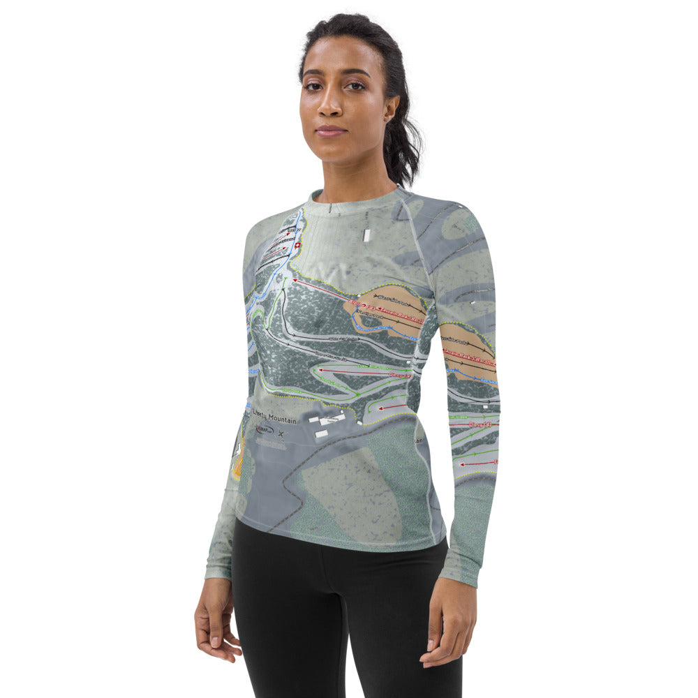 Liberty Mountain, Pennsylvania Ski Trail Map Women&#39;s Base Layer Top - Powderaddicts