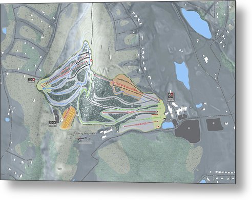 Liberty Mountain Ski Trail Map - Metal Print - Powderaddicts
